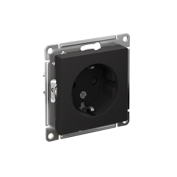 Розетка 1-м СП AtlasDesign 16А IP20 с заземл. защ. шторки механизм карбон SE ATN001045