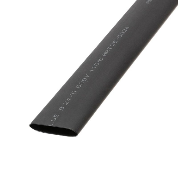 Трубка термоусадочная двустенная клеевая 24/8 (3:1) 1м черн. Rexant 26-0024