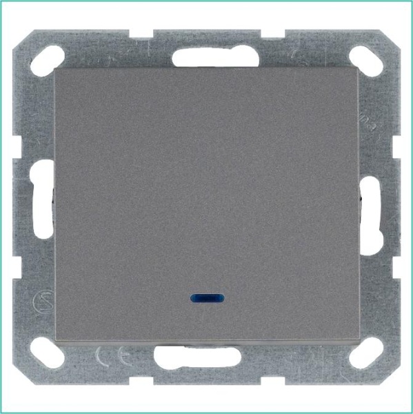 Выключатель 1-кл. 10А IP20 с подсветкой механизм алюм. Jasmart G3011NS