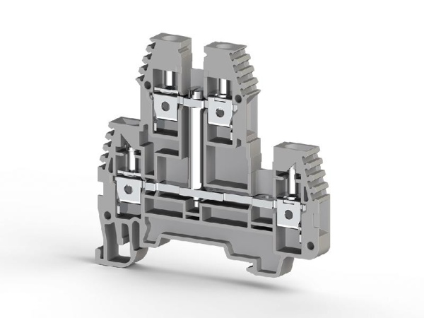 Клеммник 2-х ярусный 4кв.мм с внутр.перемычкой сер. PIK4NK Klemsan 319129