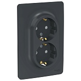 Schneider Electric Unica New Антрацит Розетка двойная, со шторками, с заземлением, винт. зажим