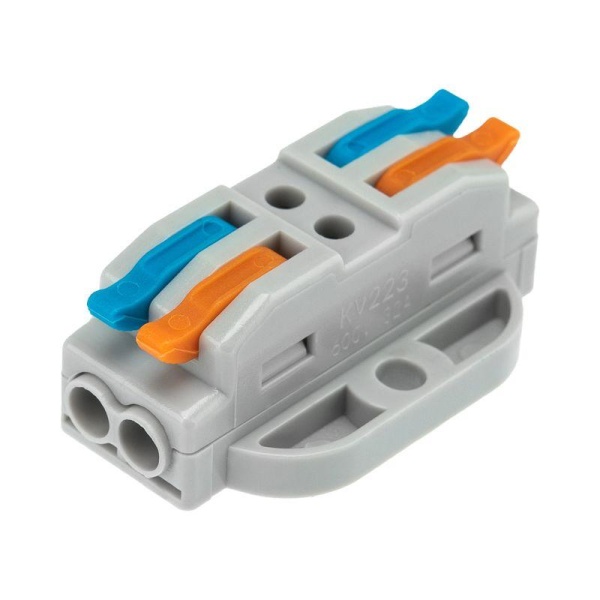 Клемма строительно-монтажная СМК проходная 222-422P 2п 0.08-4кв.мм с монтажной площадкой сер. (блист.5шт) Rexant 07-6262-5