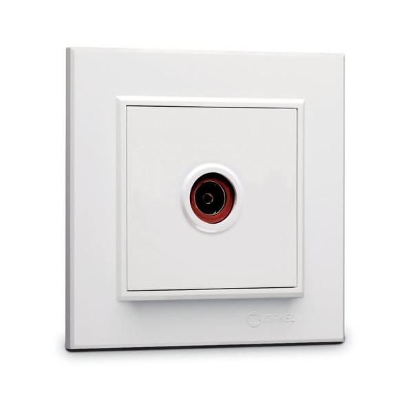 Розетка телевизионная проходная TV 1-м СП Karea IP20 6дБ бел. Makel 56001007