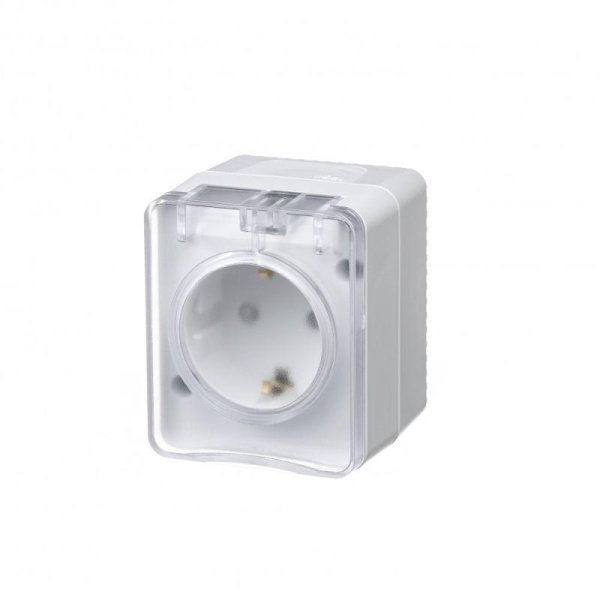 Розетка 1-м ОП AtlasDesign PROFI 16А IP54 250В заземл. защ. шторки бел. SE ATN540145