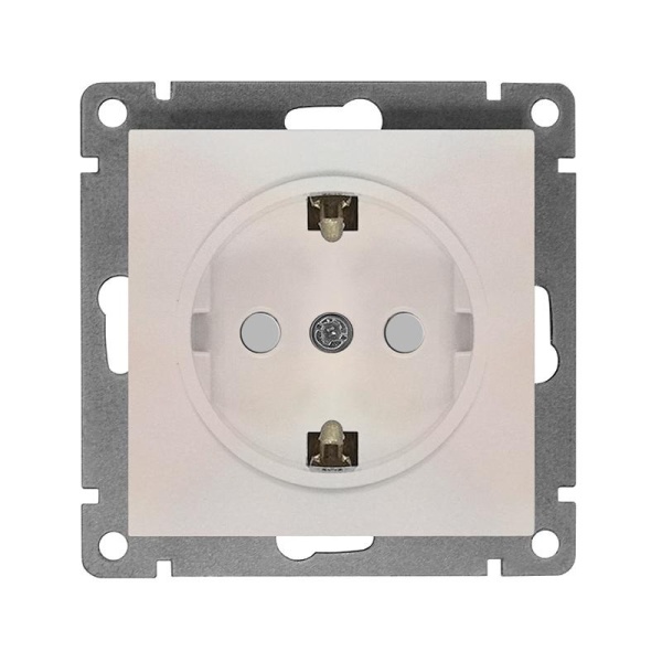 Розетка 1-м СП Афина 16А IP20 с заземл. защ. шторки механизм жемчуж. Universal A0049-OBr