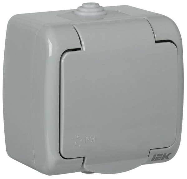 Розетка 1-м ОП AQUATIC РСш12-2-А 16А IP54 с заземл. с крышкой GENERICA ERA12-K03-16-54
