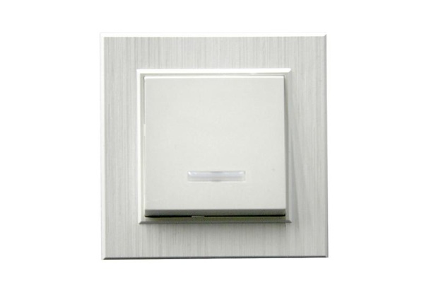 Выключатель 1-клав. с подсветкой Karea LINE STAR жемчуж. Makel 86100021