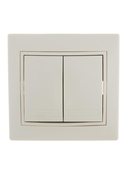 Выключатель 2-кл. СП Mira 10А IP20 со вставкой крем. LEZARD 701-0303-101
