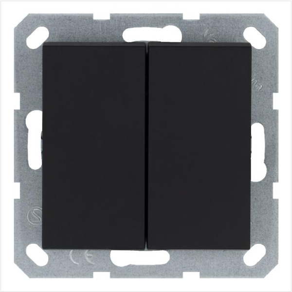Переключатель перекрестный 2-кл. 10А IP20 механизм черн. матов. soft touch Jasmart G3014PB