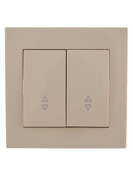 Переключатель проходной 2-кл. СП Rain IP20 в сборе с рамкой крем. LEZARD 703-0303-106