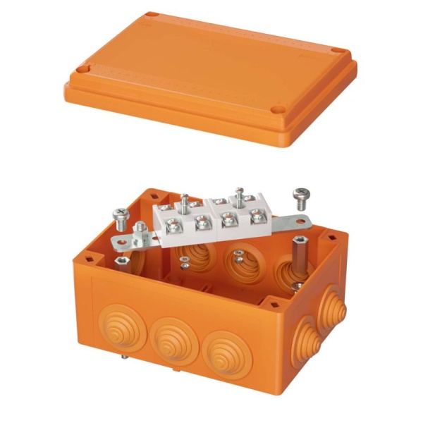 Коробка ответвительная FS 150х110х70мм IP55 4п 450В 32А 10кв.мм с кабельными вводами и клеммниками нерж. контакт пластик. DKC FSK21410