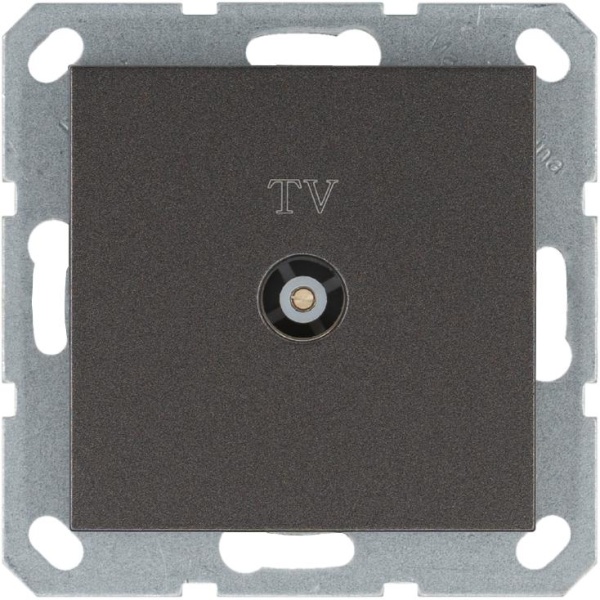 Розетка телевизионная проходная TV Ф9.5мм механизм мокко Jasmart G6002Z