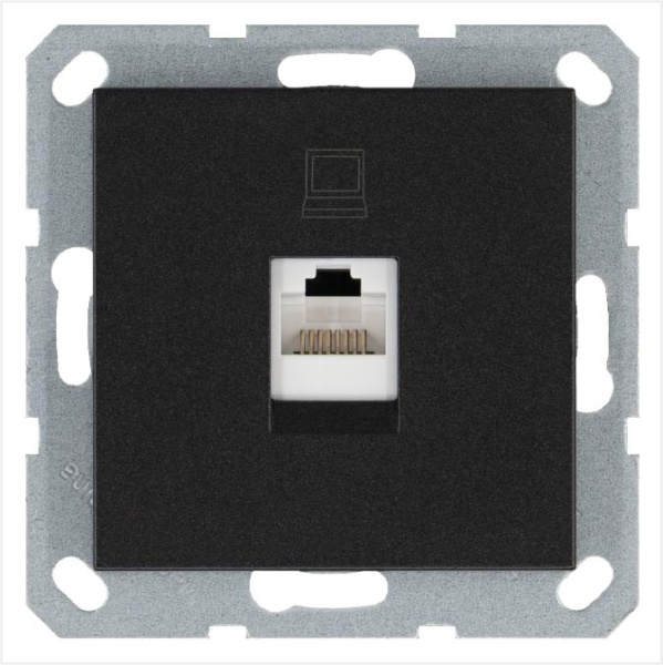 Розетка компьютерная 1-м RJ45 IP20 кат. 5E механизм антрацит Jasmart G6105B